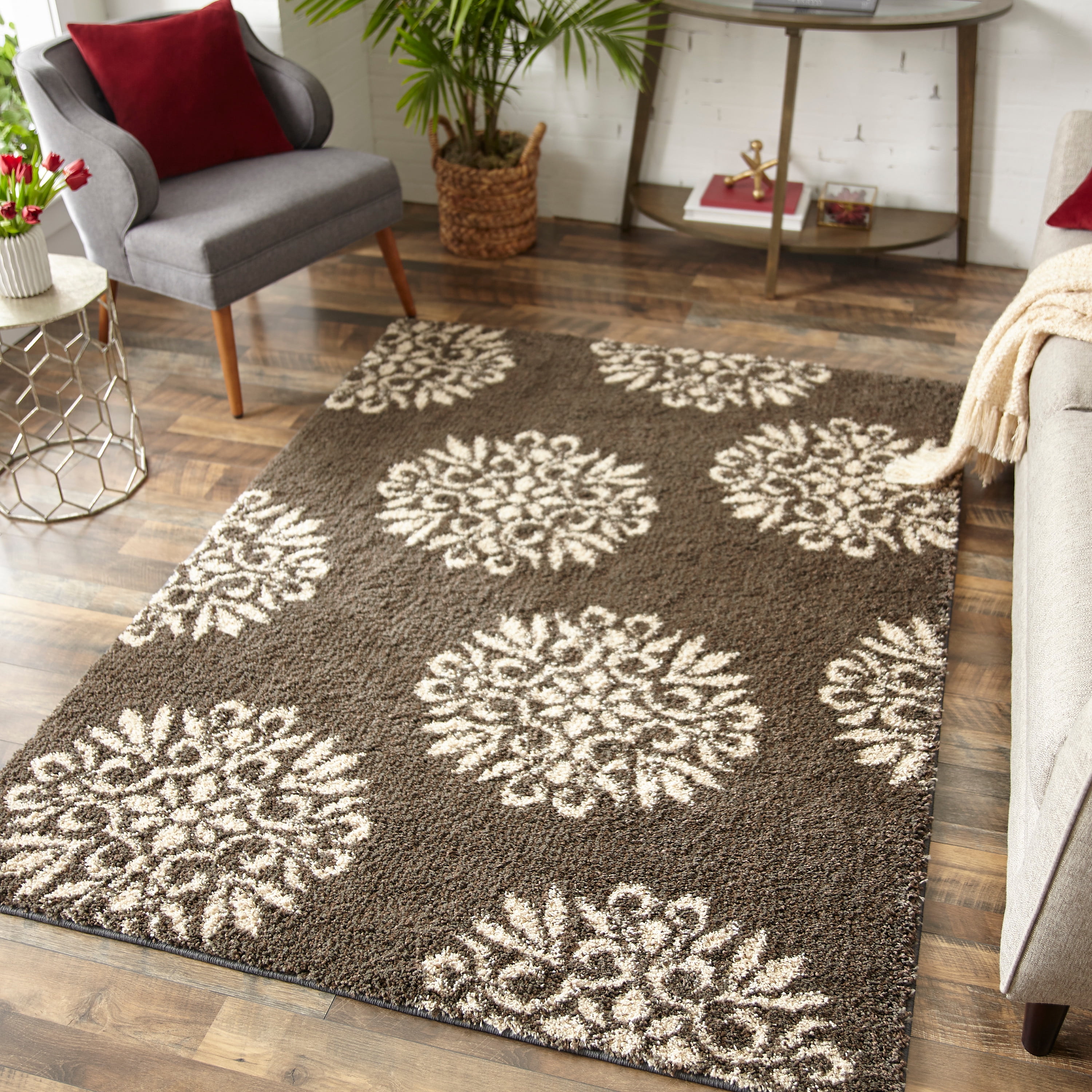 Mohawk Home Huxley Exploded Medallions Ash Grey Woven Area Rug, 8'x10