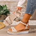 thumbnail image 4 of ShiShine Womens Bow Accent Espadrille Wedge Sandals Comfortable Adjustable Ankle Strap Casual Sandals, 4 of 9