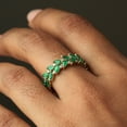 thumbnail image 2 of Emerald Leaf Band Ring, Genuine Marquise Emerald Full Eternity Proposal Band Ring, Gift For Her, Minimalist Ring, Wedding Ring, Mothers Day Gift, 2 of 5
