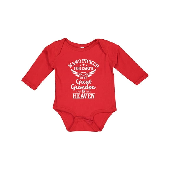 Inktastic Handpicked for Earth by My Great Grandpa in Heaven Boys or Girls Long Sleeve Baby Bodysuit