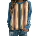 thumbnail image 1 of Yuyuzo Chandails en Molleton à Manches Longues Col Rond Simples pour Femmes 2025 Décontracté Tendance Imprimé Chandail Fin Tunique Raglan Hauts Chemises Bleu A1, 1 of 3