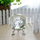 thumbnail image 3 of Bola de cristal de rosa tallada XCF de 2,4 pulgadas 60 mm con soporte de flores plateado bola de cristal con grabado 3D para decoración de mesa del hogar regalo para la boda de la madre, 3 of 4