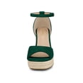 thumbnail image 5 of BLISSFUL STEP Mother's Day Women's Espadrille Platform Ankle Strap Wedge Heels Sandals Dark Green 7, 5 of 7