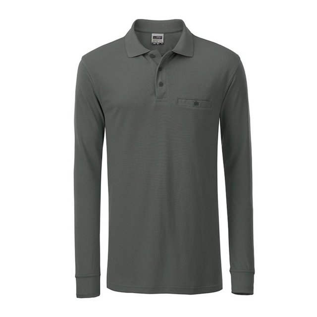 James and Nicholson - Polo de manga larga con bolsillo para trabajar para hombre (Gris oscuro)