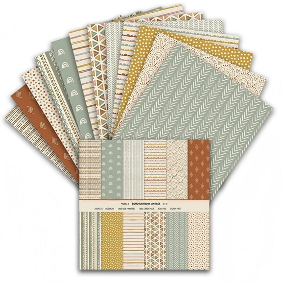 KARDLURY Scrapbook Paper Pack, 48 Sheets 6'' x 6'' Single Sided Vintage Decorative Craft Paper Scrapbooking, Patterned Cardstock Decoupage Card Making Journaling Supplies