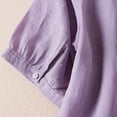 thumbnail image 5 of Elainilye Fashion Tops for Women 2024 Casual Loose T-Shirt 3/4 Sleeve Button Pockets Tops Cotton and Linen Blouse,Purple, 5 of 9