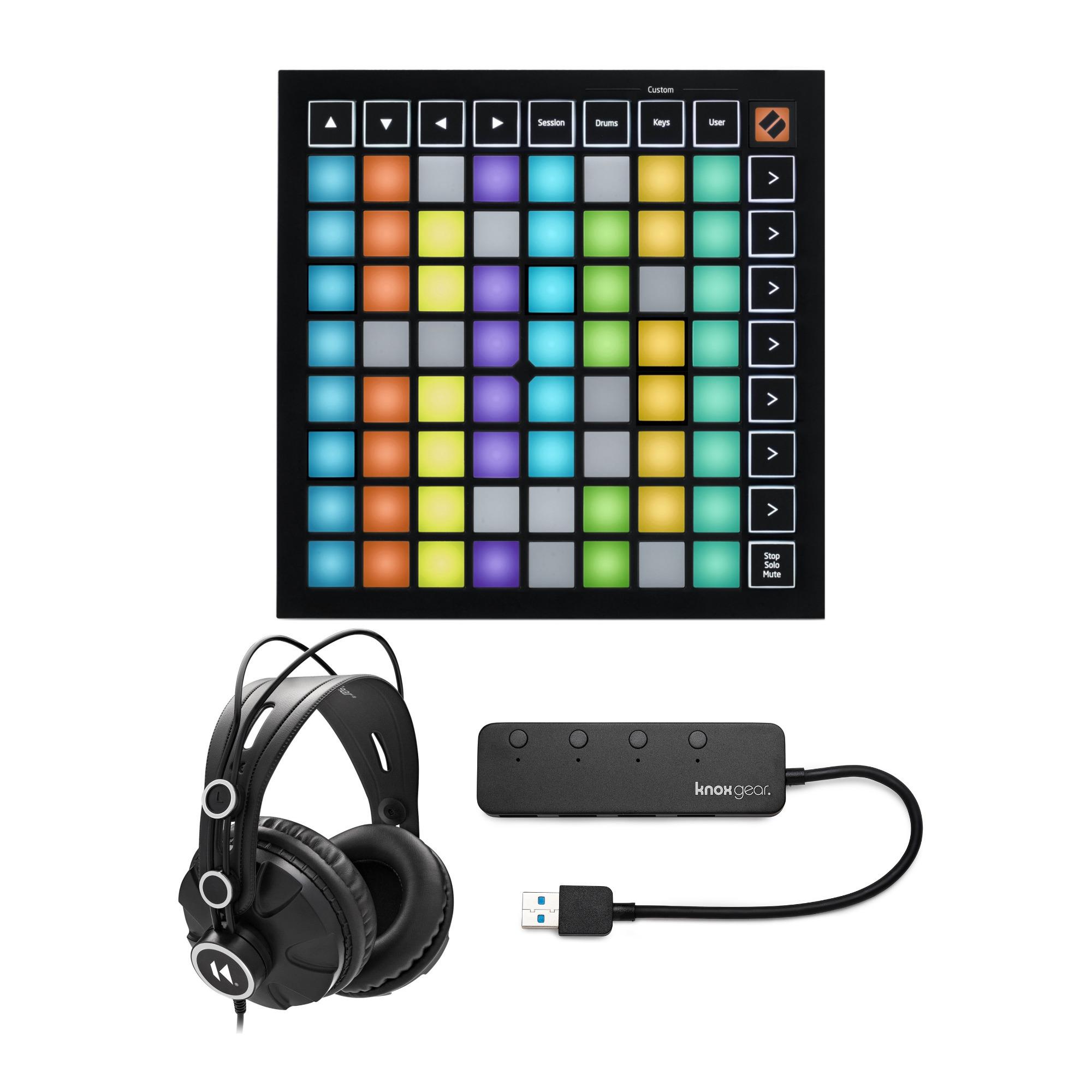 Hub　Grid　Headphones　Novation　Mini　Ableton　for　Bundle　Controller　Port　and　Launchpad　3.0　USB　Live　MK3　Knox　with　(3