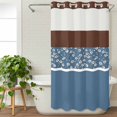 thumbnail image 3 of Blue Brown Flowers No Hook Shower Curtain Waterproof, Bathroom Curtains with Snap in Liners and See Through Top Window, Classic Botanical Art Elegant Hotel Style Bathtub Curtains Shower 36"Wx78"L, 3 of 8