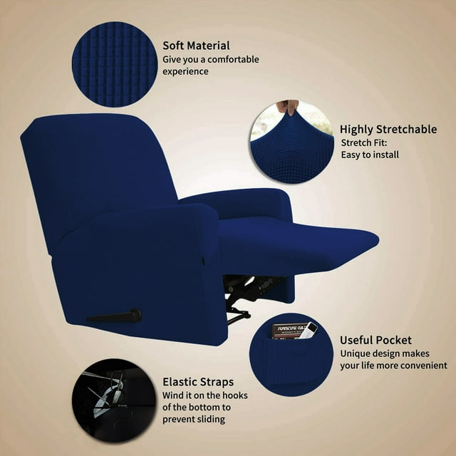 Stretch Recliner Chair Slipcover Elastic LAZBOY ;Stretch Recliner Chair Full Coverage Solid Color Sofa Cover Replacement for LAZBOY, Navy Blue
