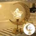 thumbnail image 3 of Lámpara de mesa Vintage Moon Star, marco de Metal, lámpara de escritorio Ramadán, luz de noche hecha a mano bohemia de media luna alimentada por batería para vivir, 3 of 5