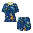 thumbnail image 4 of Naloa Dinosaur In Space Women's Short-Sleeved Pajama Set, Loungewear, Summer pajamas, Breathable Cozy - 3X-Large, 4 of 9