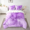 thumbnail image 2 of Homewish Purple Marble Bedding Comforter Set 7-Piece for Female Men Adults,Gradient Marbling Watercolor King Bedding Sets,Ombre Stone Pattern Ultra Soft Bed Sheets,Luxury Bedroom Decor,Reversible, 2 of 8