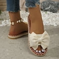 thumbnail image 5 of LOVZFMLL Women's Flat Sandals Summer Casual Bow Knot Beach Slippers Comfort Walking Outdoor Soft Slides Open Toe Slip On White 6.5, 5 of 8