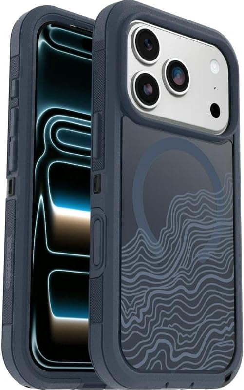 OtterBox iPhone 17 Pro (Only) Bundle: Defender Series XT Clear Case & Screen Protector - Offgrid (Blue) - Snaps on MagSafe - Tough - Rugged & Durable - Non-Retail Packaging