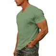 thumbnail image 4 of GrmtClth Shirt for Men Casual V Neck Top Comfy Short Sleeve Tee Business with Pocket Blouse Light Green L, 4 of 9