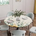 thumbnail image 2 of Sunflower Fitted Tablecloth with Elastic Edged, Round Table Cloth for Dining Table, Yellow Floral Pastoral Botanical Leaves Rustic Waterproof Oil Proof Table Cover for Indoor Outdoor 36"-44", 2 of 8