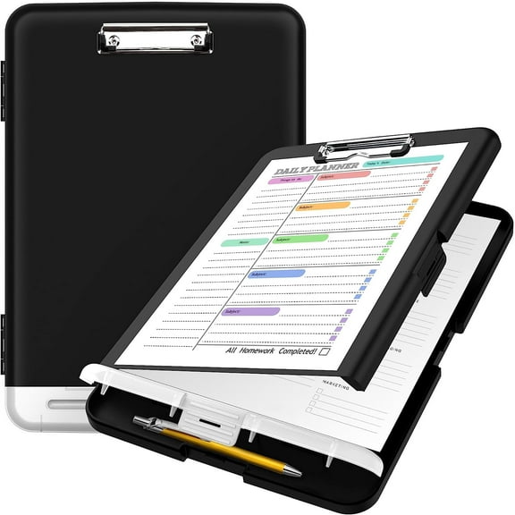 Clipboard with Storage, High Capacity Nursing Clipboards with Pen Holder, Heavy Duty Plastic Storage Clipboard with Low Profile Clip, Clipboard Folder, Teacher Must Haves, Office Supplies