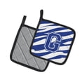 thumbnail image 2 of Monogram Initial G Tiger Stripe Blue and White Pair of Pot Holders, 2 of 2
