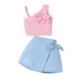 thumbnail image 2 of Placlothes Adorable Floral Cotton Two Piece Outfit for Little Girls Cute Tops and Skirt Set Summer Fall Birthday Outfits Kids Pink Size 2-3T, 2 of 9