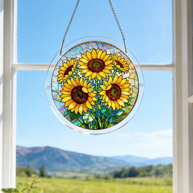 Transparent Acrylic Puzzle Window Hanging Decor, Colorful Stained-Glass Light Refraction, Scratch-Resistant, for Window Wall Balcony Home Décor