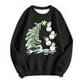 thumbnail image 4 of Fiaer Christmas Women Sweatshirts Snowman Christmas Tree Pullover Crew Neck Long Sleeve Baggy Trendy Cute Graphic Tops Black L, 4 of 4
