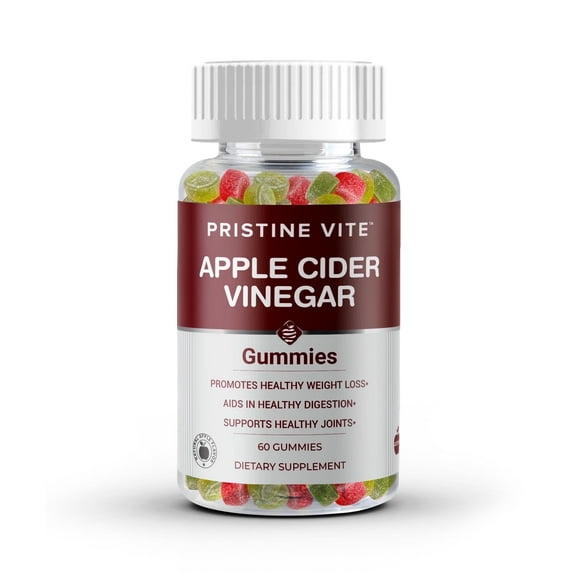 Pristine Vite Apple Cider Vinegar Gummies - Supports Healthy Digestion and Joint - 60 Count