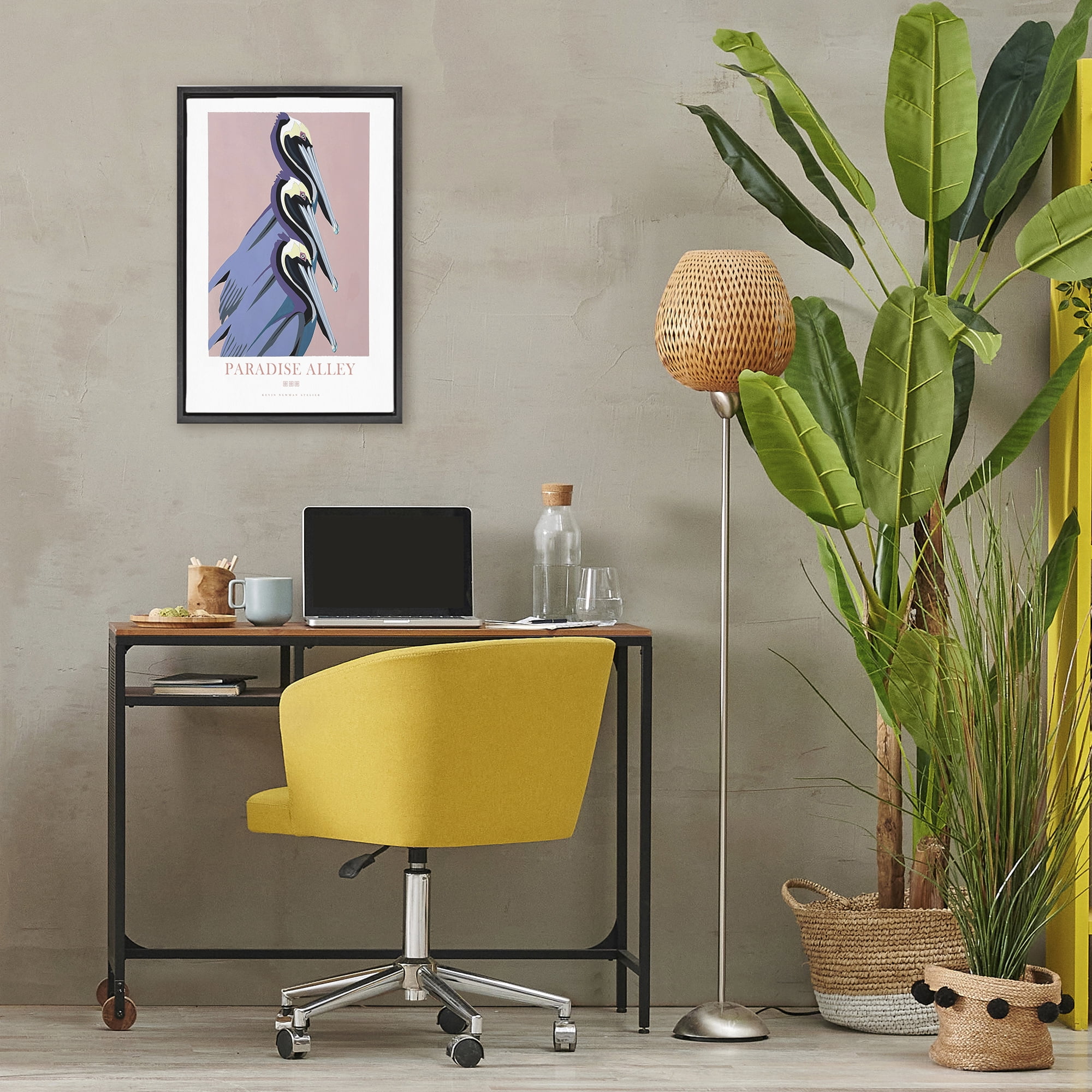Stupell Industries Paradise Alley Pelican Trio Black Framed Floater Canvas Wall Art, design by Jadei Graphics