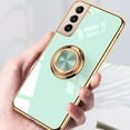 thumbnail image 3 of for Samsung Galaxy S21 Ultra Ring Holder Case Shiny Plating Rose Gold Edge 360 Degree Rotation Kickstand for Women Girls Slim Soft Flexible TPU Protective Cover Case, 6.8 Inch, Gray, 3 of 7