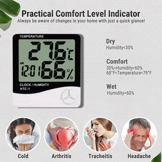 Digital Hygrometer Indoor Outdoor Wireless Temperature Digital Room Plate Height Gauge Post Clamp Woodworking Gauge Angle Woodworking Rigid Table Saw Throat Plate