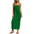 thumbnail image 2 of QUNYINEY Summer Womens Sun Dresses Long A Line Sleeveless Slip Dress Loose Fit Solid Square Neckline Vacation Beach Dresses, 2 of 5