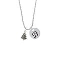 thumbnail image 2 of Delight Jewelry Silvertone Antiqued Christmas Tree Silvertone Script Initial Disc - B - Charm Necklace, 20"+3", 2 of 4
