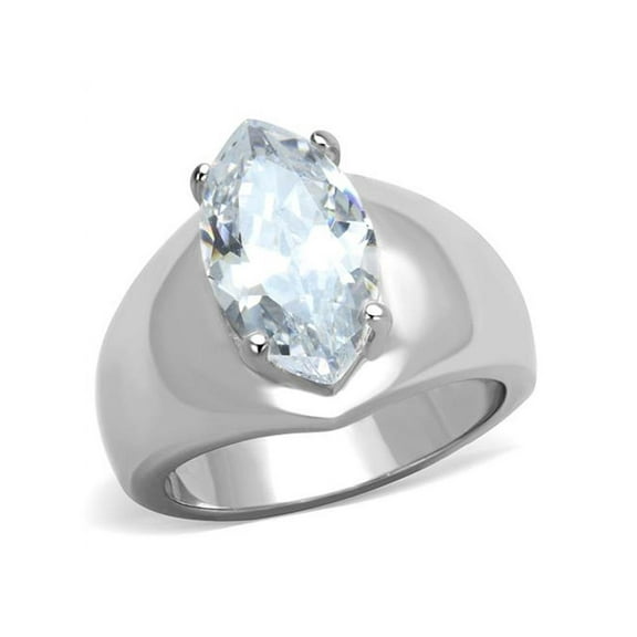 3.44 Ct Marquise Solitaire Cubic Zirconia Stainless Steel Engagement Ring Size 9