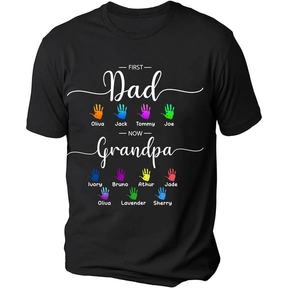 Personalized Dad Shirt, Custom Dad Grandkids Name Shirt, Birthday Christmas Fathers Day Dad Grandpa Gift (S)