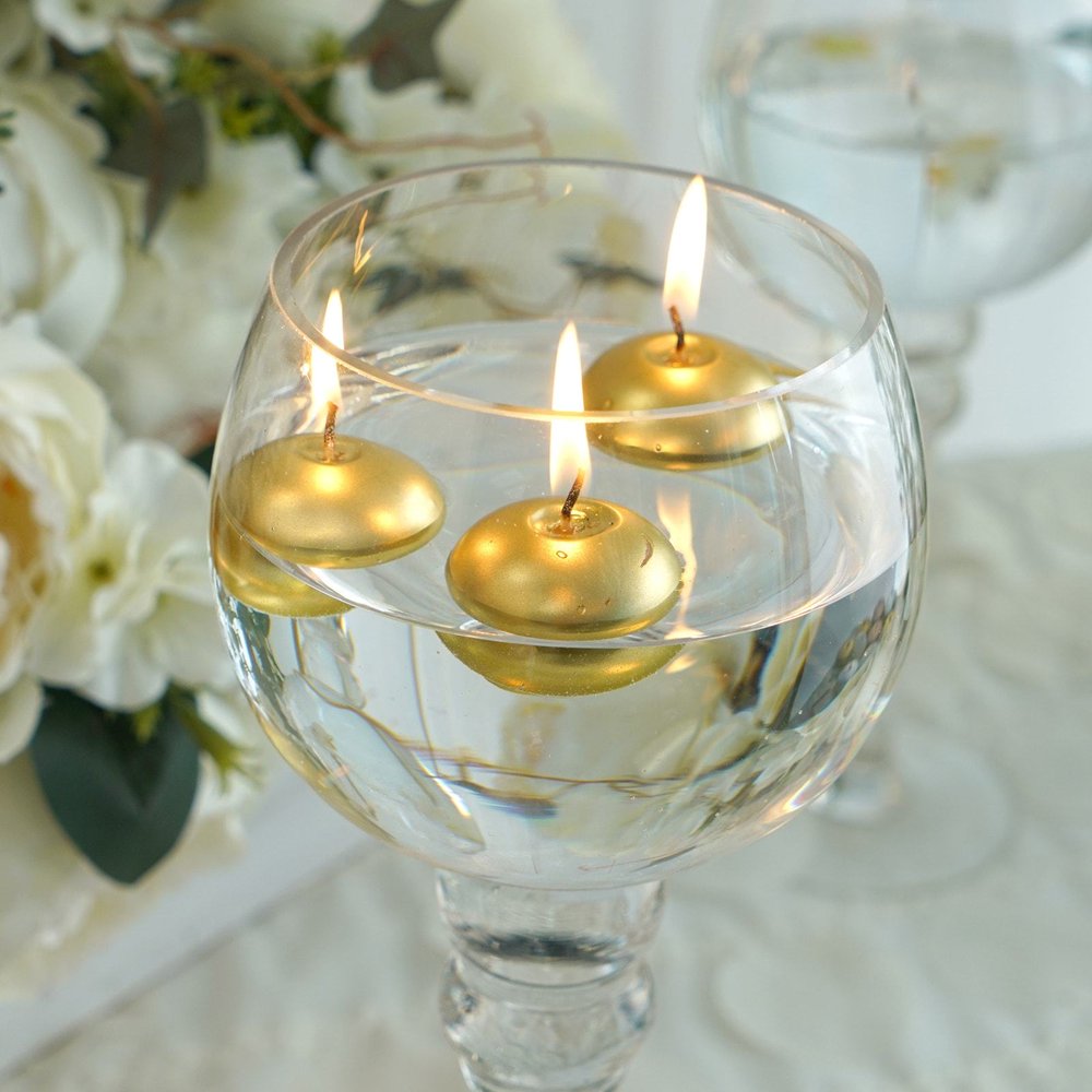 Efavormart 12 Pack 1.5" Gold Mini Disc Unscented Floating Candles