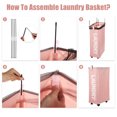 thumbnail image 6 of Unique Bargains Laundry Basket with Wheels 27" Tall Rolling Laundry Basket with Handle for Corner Dorm Pink, 6 of 7