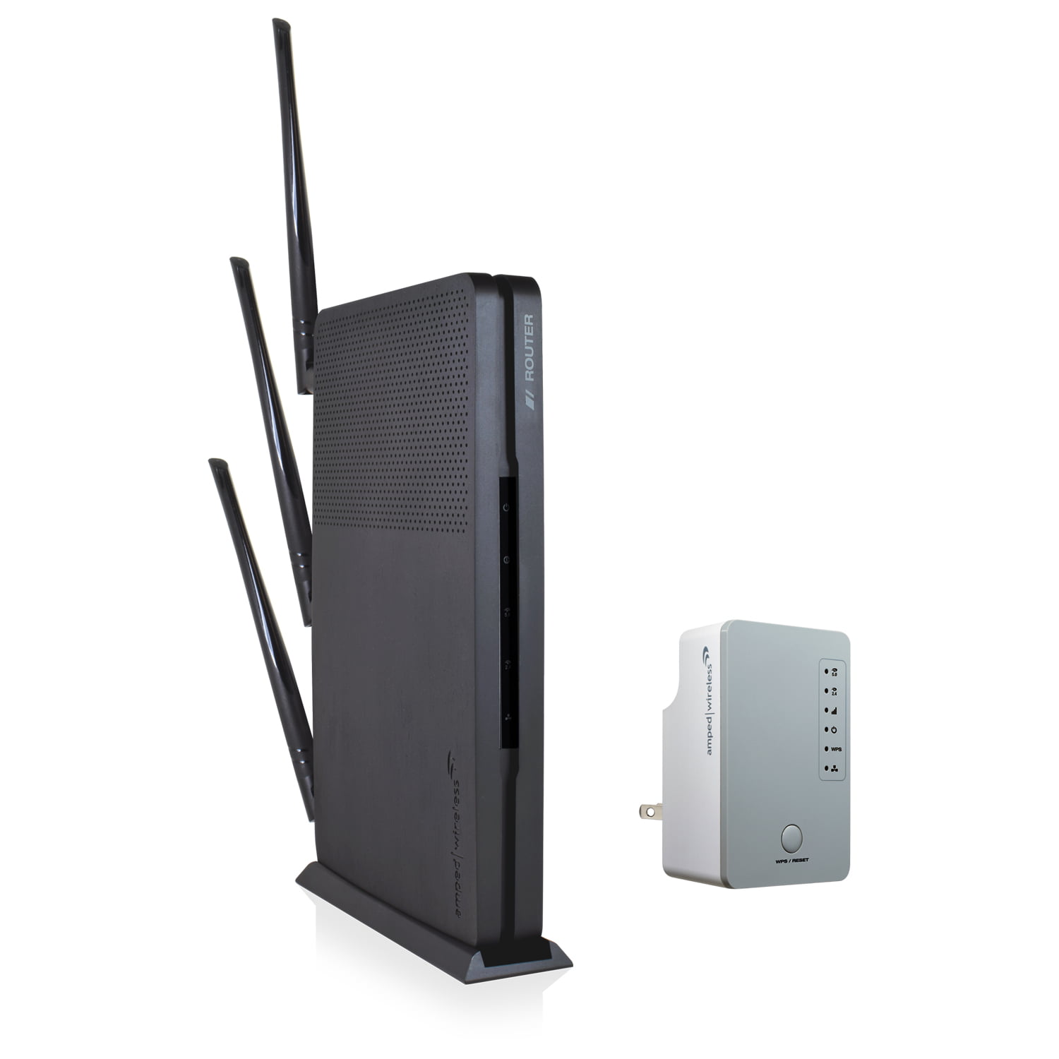 Lænestol gøre ondt stil Amped Wireless AC1900 WiFi Router and AC1200 Range Extender Bundle, B1912,  Gray/White - Walmart.com