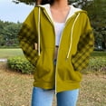 thumbnail image 2 of Atogsazn Womens Sherpa Lined Jacket Full Zip Plaid Sleeve Hoodie Winter Warm Coat with Pocket Tops Clothing 01-Yellow XL Fashion, 2 of 6