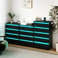 thumbnail image 2 of Meteorleg Black Dresser with LED Lights, Vertical Chest of 5 Drawers Handleless Wood Storage Cabinet for Bedroom, Hallway, Entryway, 2 of 8
