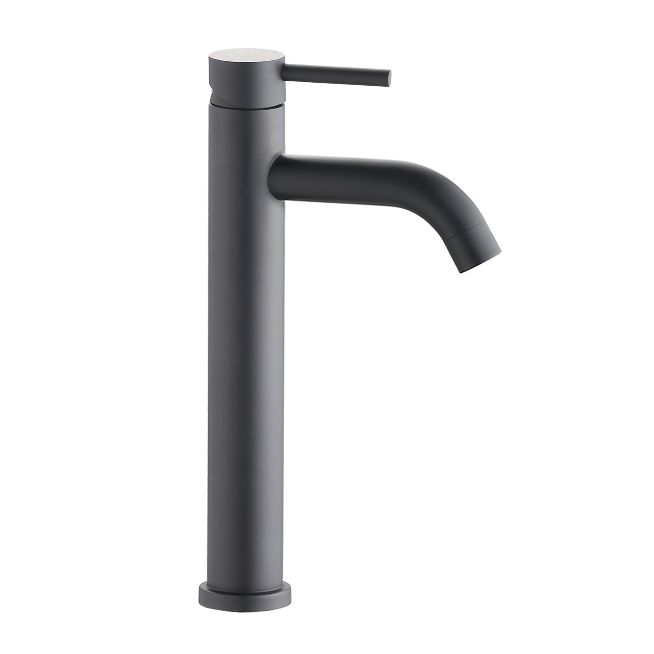 JERFIT Matte Black Tall Single Handle Vessel Bathroom Sink Faucet, High Arc Modern 1 Hole Deck Mount Lavatory Faucet with Brass Valve