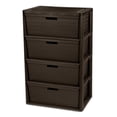thumbnail image 2 of (2 pack) Sterilite Wide 4 Drawer Tower, Plastic Storage Organizer with Removable Decorative Bins, Easy to Assemble - No Tools Needed, Brown, 2 of 14