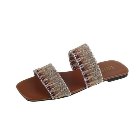 

Youmylove Summer Leisure elastic band Casual Comfortable flat bottom Women Slide Slippers sandals Stylish Female Cozy Daily Walking