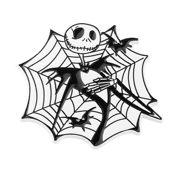 Nightmare Before Christmas Jack Skellington in Web 2" Tall Enamel Metal Pin