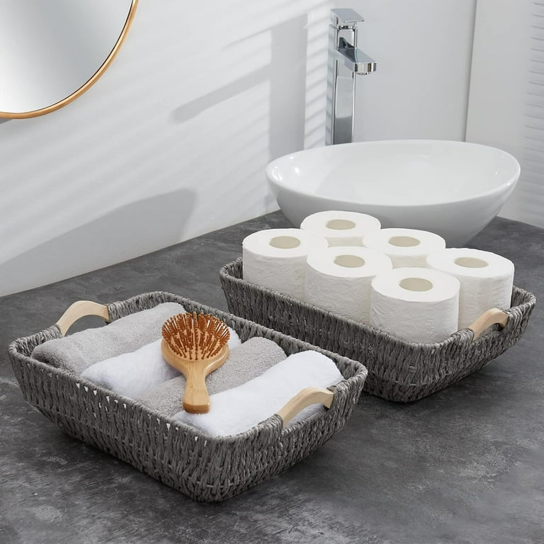 Wicker Baksets 2Pack 15x10x5, Recyclable & Renewable Paper Rope