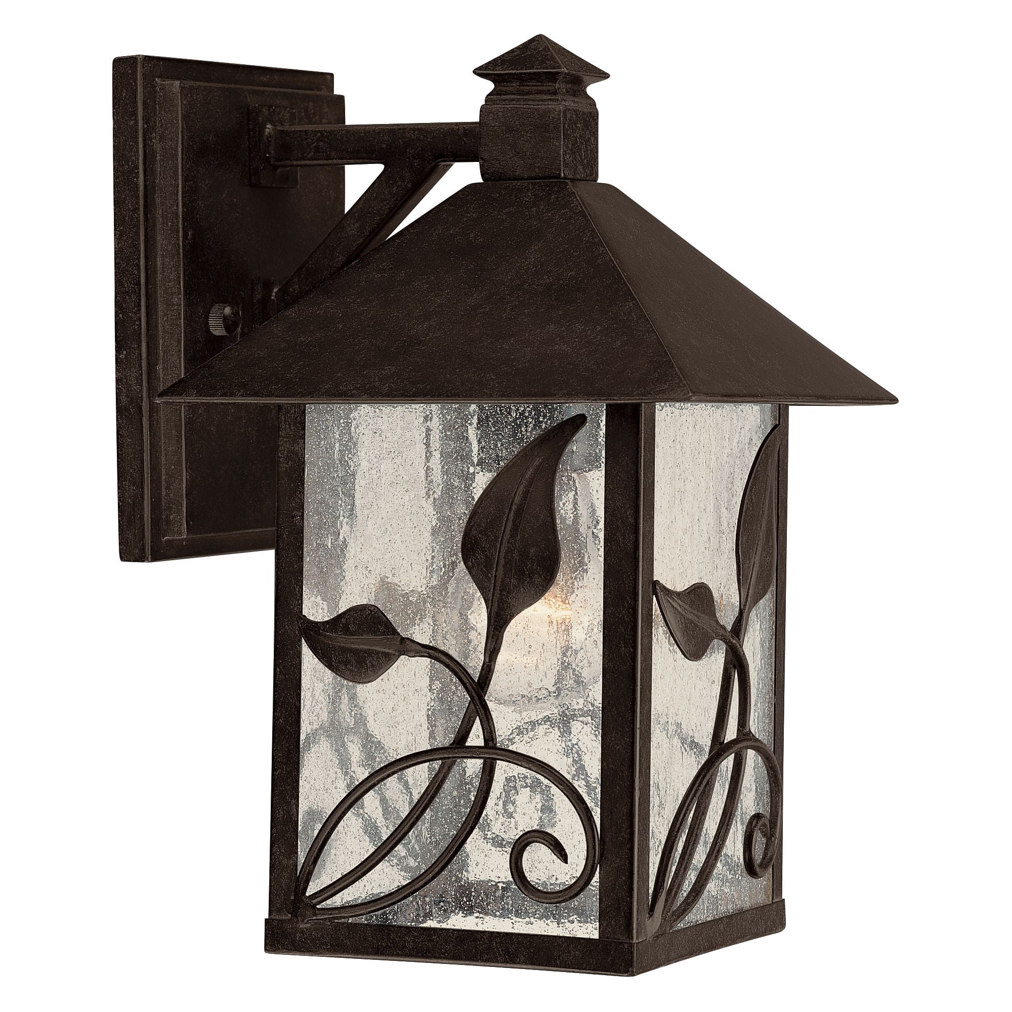 Franklin Iron Works French Garden Rustic Farmhouse Outdoor Wall Light Fixture Bronze Leaf Vine 10 1/2" Clear Seedy Glass for Post Exterior Barn Deck