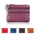 thumbnail image 3 of HEVIRGO Key Ring Multi Slots Women Wallet Bright Color 3 Zipper Pockets Faux Leather Coin Purse for Daily Using, 3 of 10