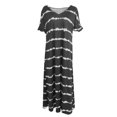 thumbnail image 4 of yunLCZ Women Shirts Summer V Neck Sleeve Striped Printed Long Dress Plus Size Casual Dress Women's Cap Sleeve Tank Tops Grey L, 4 of 4