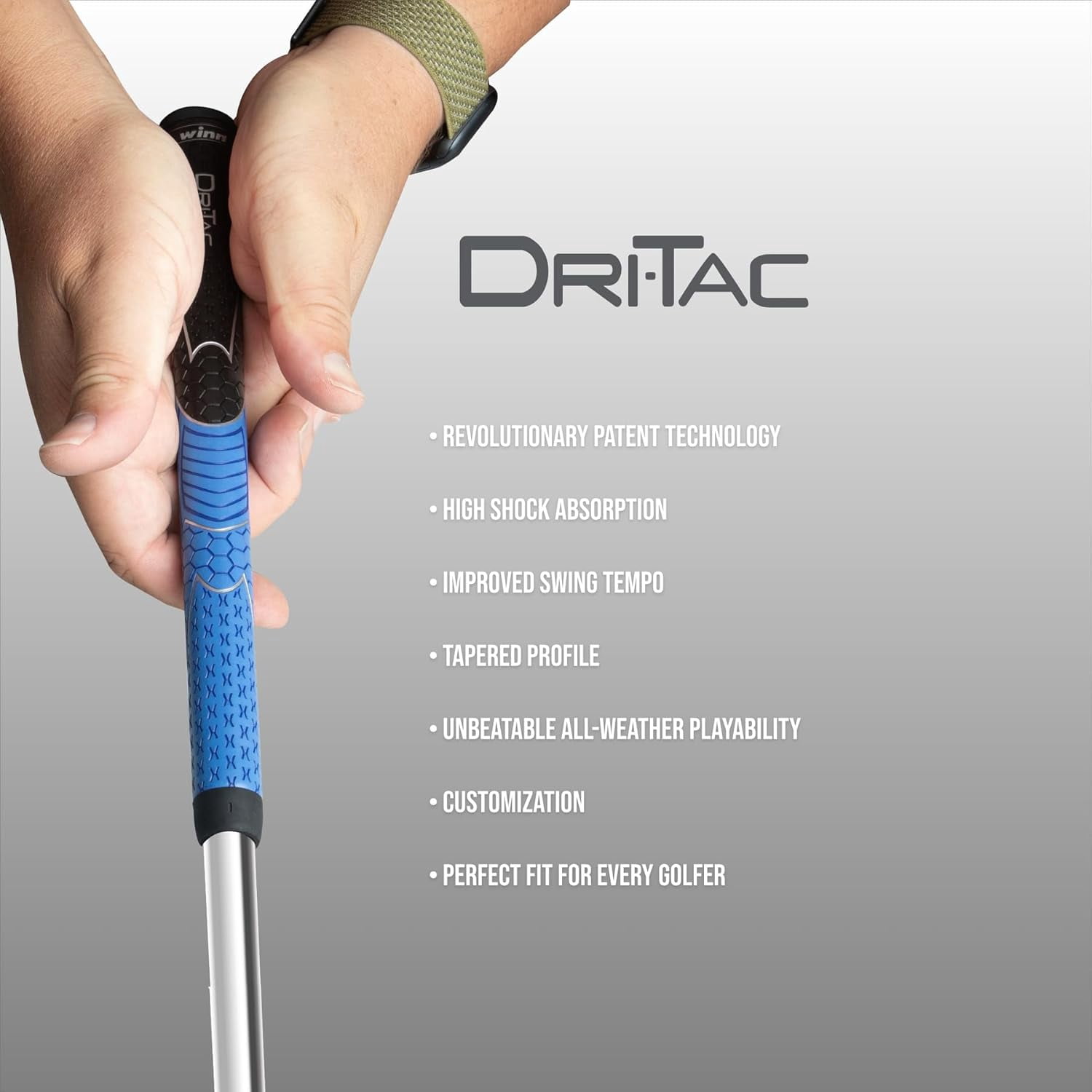 WINN DRI-TAC MIDSIZE 13 Pieces Black/Blue Golf Grip