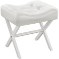 thumbnail image 1 of Taburete Memobarco, tamaño grande, piel, 46 cm, con patas en X de metal, color blanco, 1 of 9