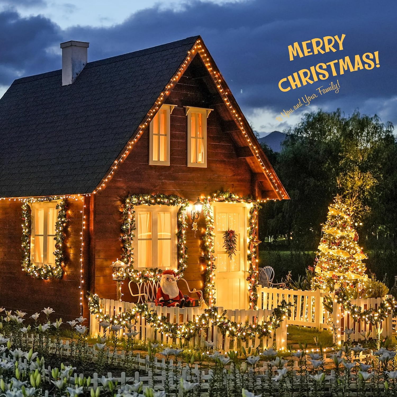 JMEXSUSS 168FT 600 LED Christmas Lights Outdoor Waterproof 8 Modes Indoor Christmas String Lights Warm White Christmas Tree Lights Plug in for Room Bedroom Wedding Party Holiday Decorations.