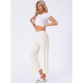 thumbnail image 3 of DARING DIVA Women's Wide Leg High Waist Ribbed Knit Loungewear S White, 3 of 6